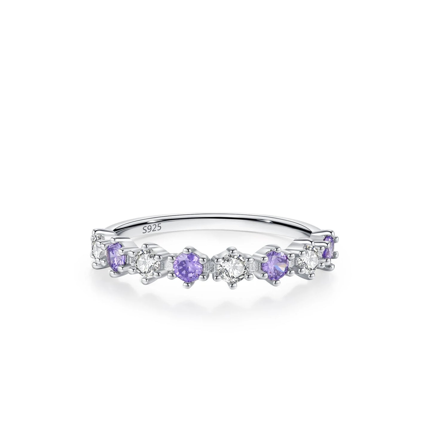Elegant Exquisite Ring 925 Sterling Silver Fine Jewelry Purple Zircon Light Luxury Wedding Silver Zircon Ring for Women