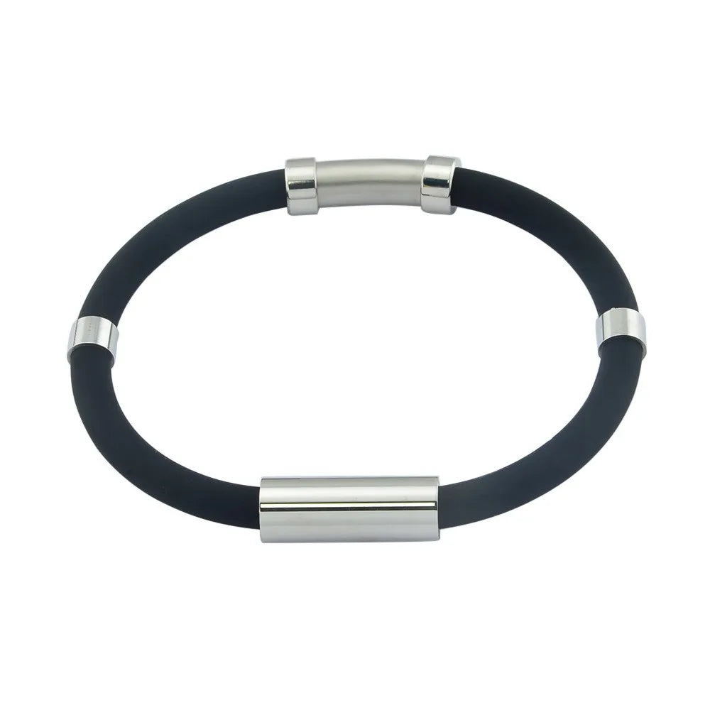 Wholesale Couple Fashion Basketball Bracelet Stainless Steel Silicone Bracelet