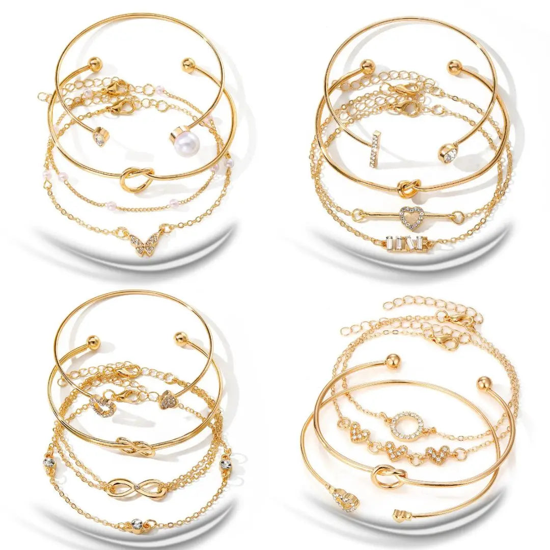 Vintage 18K Gold Plated Bracelet Copper Zircon Bracelet Jewelry Sets Brass Bracelets Conjunto De Pulseiras