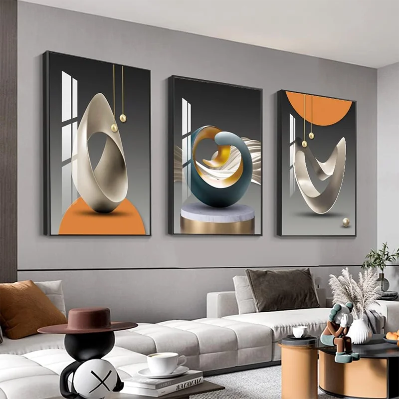 Wholesale Bright Style Framed Wall Art Abstract Modern Art Crystal Porcelain Painting for Living Room Bedroom Office Wall Dec