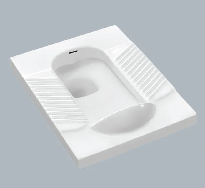 Medyag Best Selling Modern Anti-slip White Ceramic Floor Mounted Toilet Squatting Pan Without Trapway with Fender