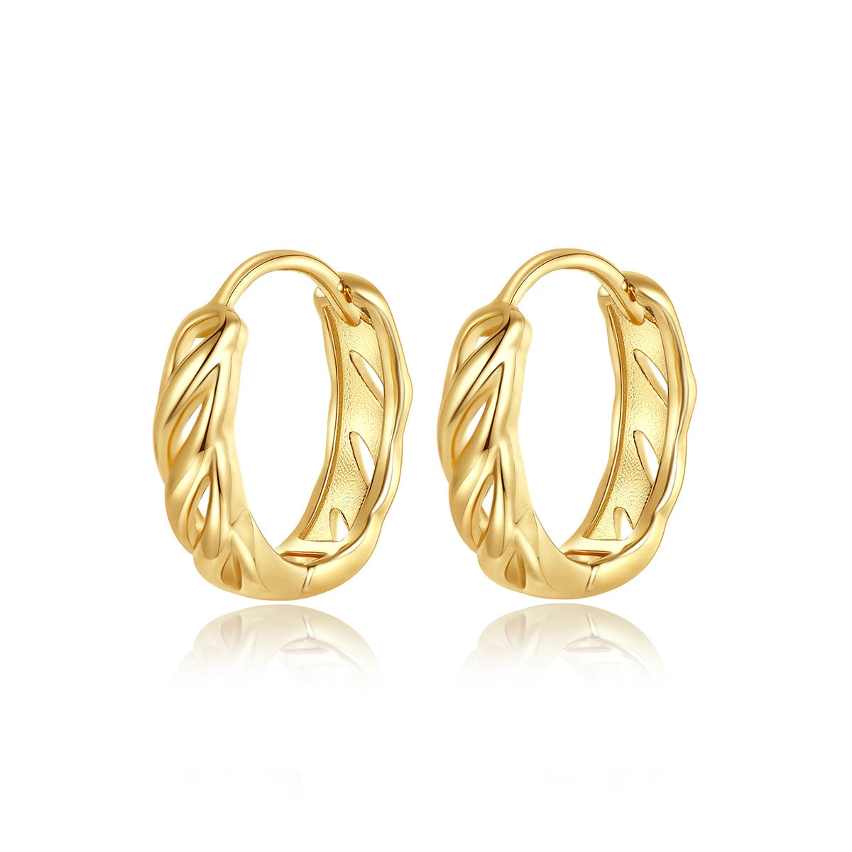 Daidan Earrings Silver 925 Sterling Women Ladies Fashionable 14K Gold Plated Hoop Twisted Hoop Silver Huggie Hoop Earrings