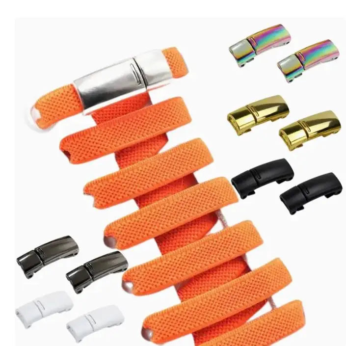 Adult Kids 6cm Wide Flat Elastic Belt No Tie Magnetic Metal Buckle Lazy Shoelace