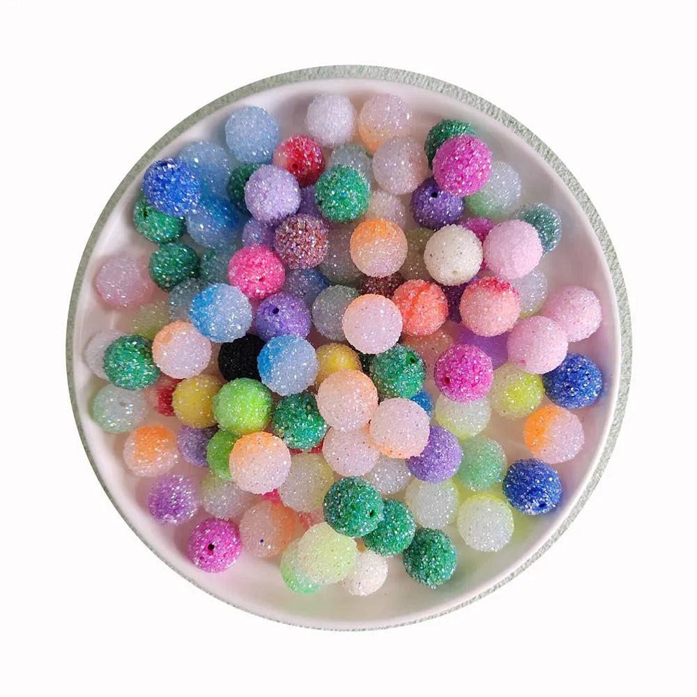 16mm Mixed Color Sugar Sand Circular Acrylic Beads for Handmade Jewelry Making DIY Ballpoint Pens Accessories