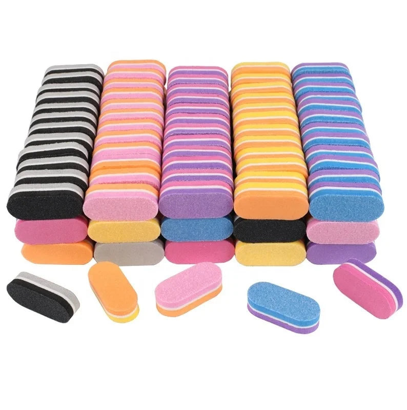 Customized High Quality Mini Double Side Colorful EVA Sponge Buffer Nail File 100/180 Grit OEM Finger Foot Nails 4.5x2x1.2cm