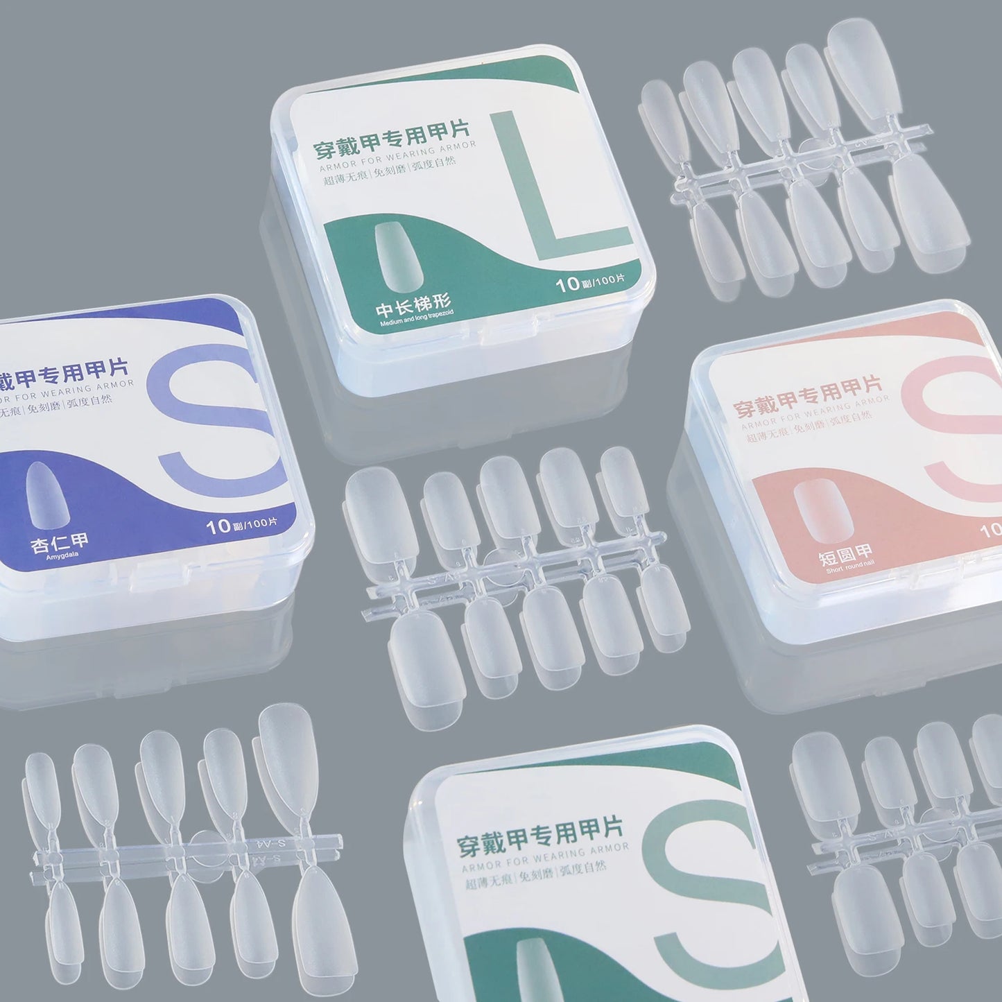 Press on Nails 100 Pcs Transparent Nail Tips French Full Cover No Trace Square Ballet Water Drop Frosted Artificial False Nai