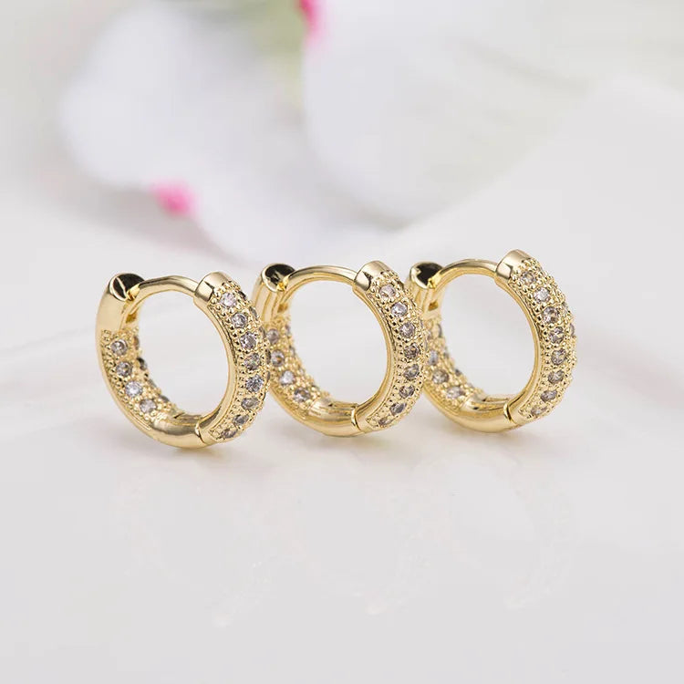 Wholesale Customized Gold Plated Earrings Accessories Zircon Women's Earrings Jewelry Accessories Round Earrings