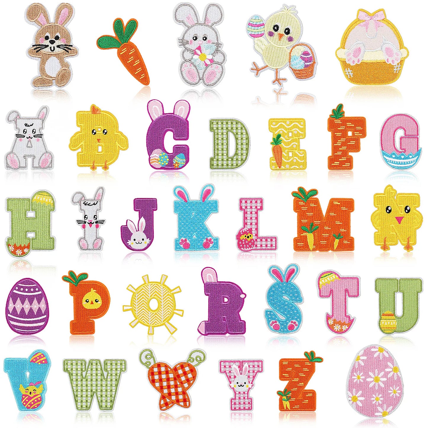 Easter Theme Bunny Letter Embroidery Felt Handmade Iron on Patch Letter Patch