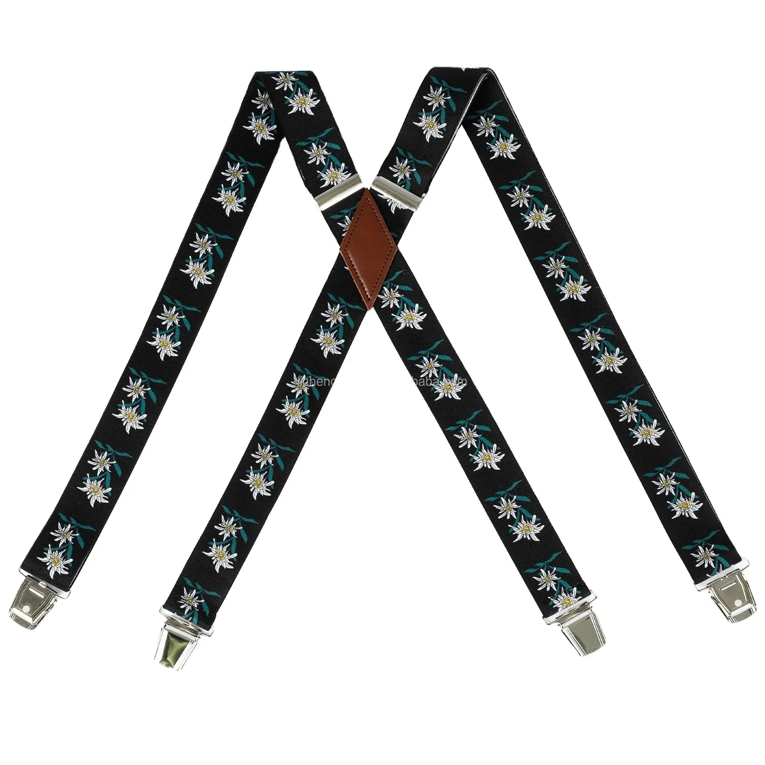 Heavy Stady Adjustable Mens Suspenders X Shape Elastic Printed  With Custom Logo 3.5cm Width PU Leather Vintage Suspenders