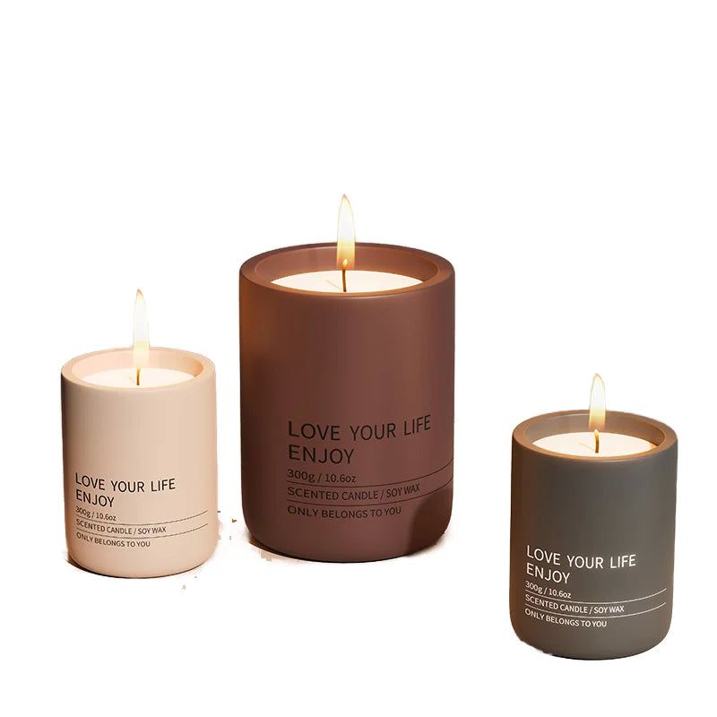 DM619 Colored 10.6 Oz Vessels Luxury Home Decor Candle Making Jars Matte Empty Natural Scented Concrete Cement Candle Jars