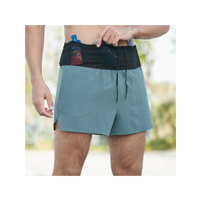 Men's Two-Layer Running Shorts Solid Color Gym Shorts for Marathon & Cross-Country Training Quick-Drying Casual Fitness Pants
