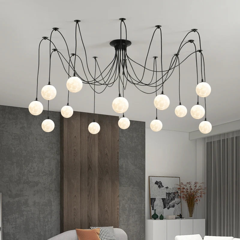 Nordic Living Room Black Minimalist Dining Room Living Room Chandelier Modern Art Decorative Light Villa Corridor Interior