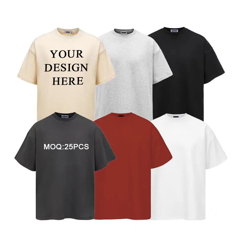 Men's Hot Sale Fashion Summer T-shirts Custom logo 230g Oversized Cotton Short Sleeve Unisex Plus Size T-shirt