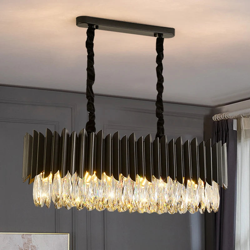 Creative Post-modern Personality Crystal Chandelier Living Room Light Simple Black Round Oval Table Chandelier