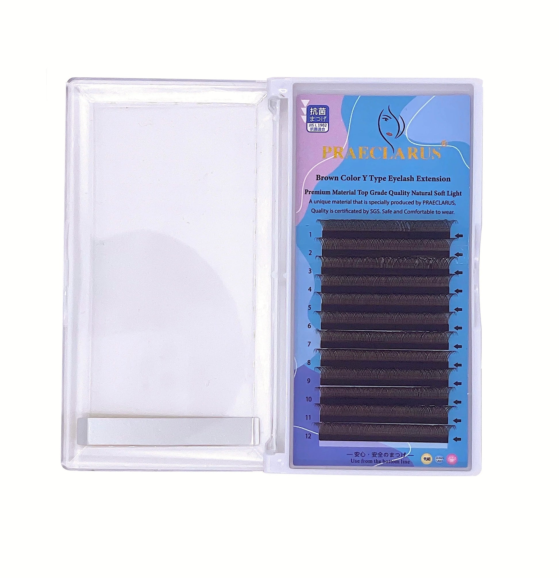 YY Color Praeclarus Brown 0.07mm Eyelash Extensions Handmade Double Tips OEM ODM Mix Length Premium Materials Dark Light Brow