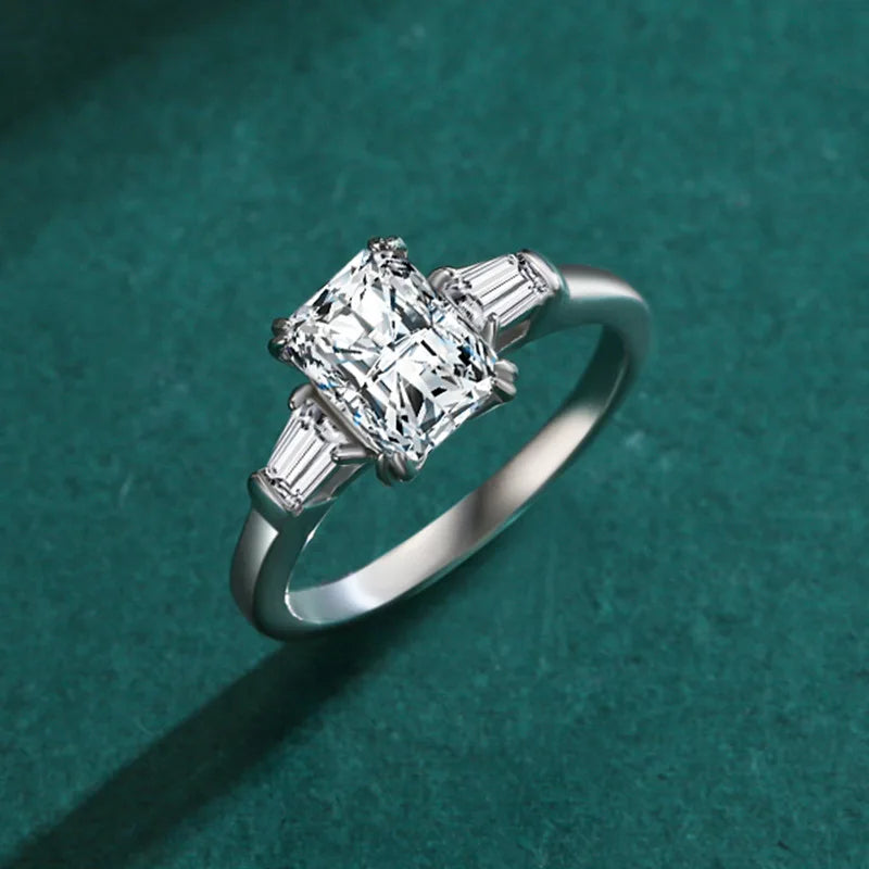 Luxury Classic Wedding Ring for Women S925 Sterling Silver High Quality Zircon Geometric Oval Cut Platinum Rhodium Setting