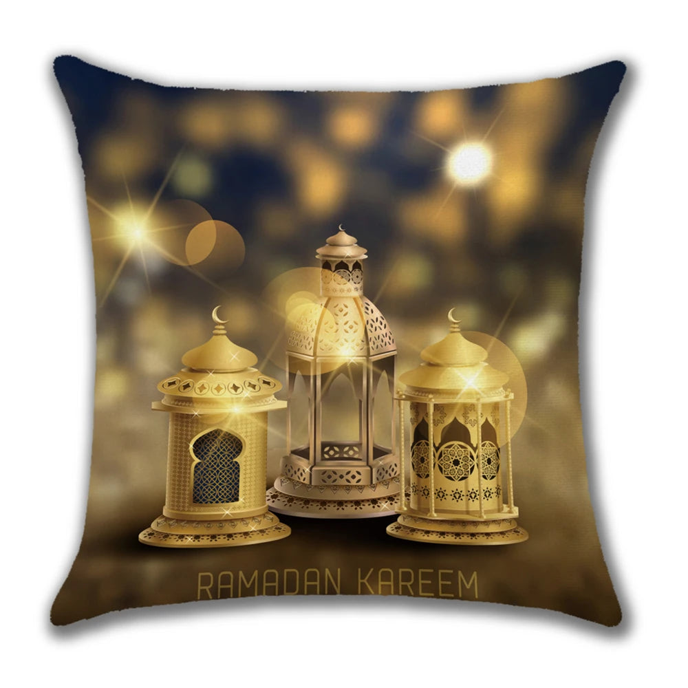 Light Moon Square Pillow Cases Linen Cushion Case for Couch Sofa Living Room Home Decor Gold Ramadan Eid Throw Pillow Covers