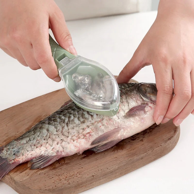 Fish Cleaning Scraping Scales Kitchen Fish Scale Scraper Box Cleaning Fish Scale Removal Tool Kitchen Gadgets 16x6cm/38g Plas