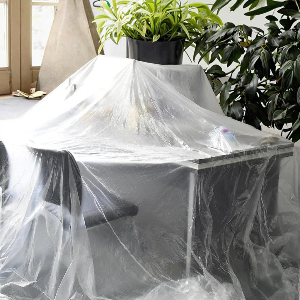 Plastic Drop Cloth for Protecting Furniture Appliances Equipment and Floors From Paint Dirt and Dust