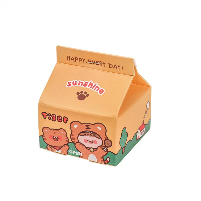 Cute Animals Milk Carton Shape Note Pads Memo Non-sticky Tear Off Cartoon Notepads Customized
