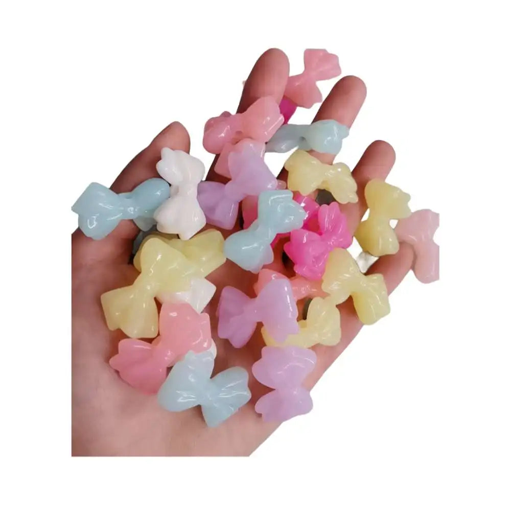 Bulk 500g Random Cute Jelly Candy Colored Acrylic Bowknot Beads Pastel Bow Spacer Charms for Girls Jewelry Making DIY Craft