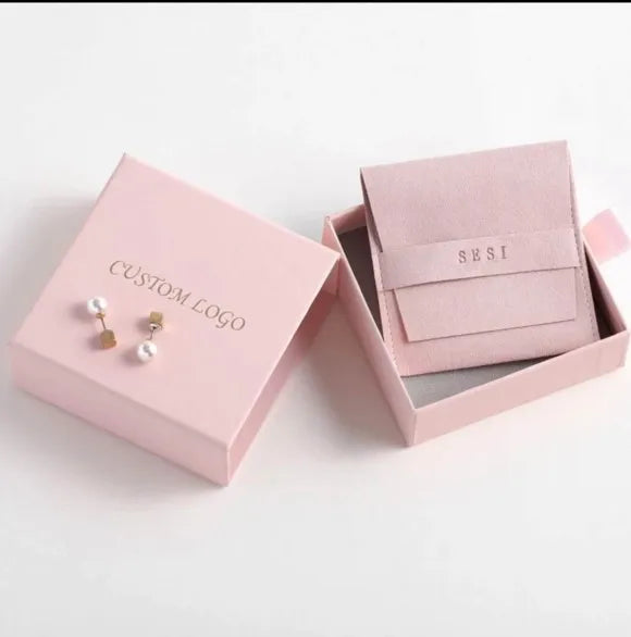Jewelry Packaging Pouch and Box Custom logo  Set Custom