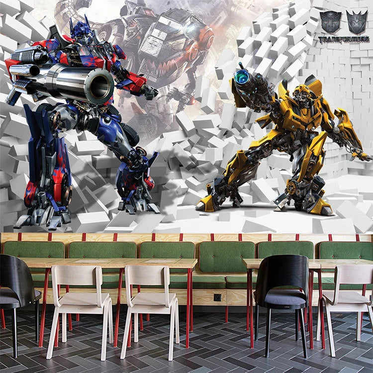 Personalized Transformers Wallpaper 3D Floral European Optimus Prime Bumblebee Background for Children's Playground Room Wall