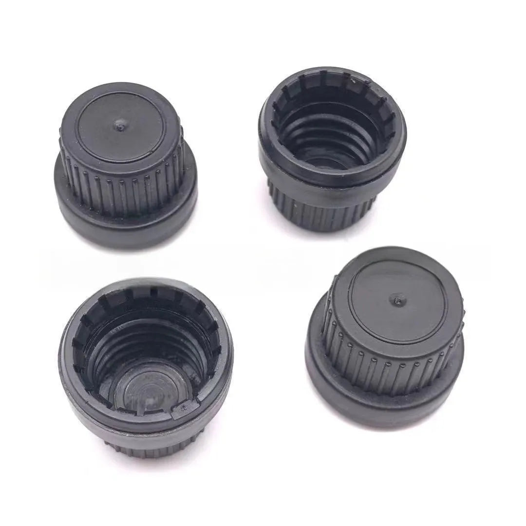 18mm Black Tamper Evident Pilfer Proof Essential Oil Bottle Plastic Screw Cap