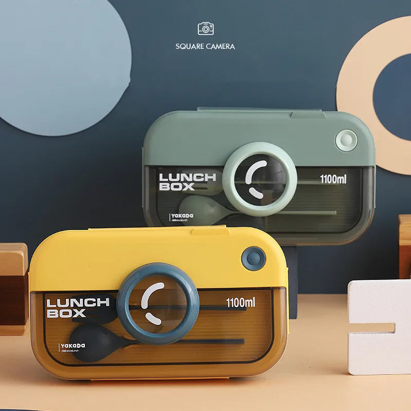Creative Food Grade Plastic Camera Lunch Box for School Camping or Office-Bento Style