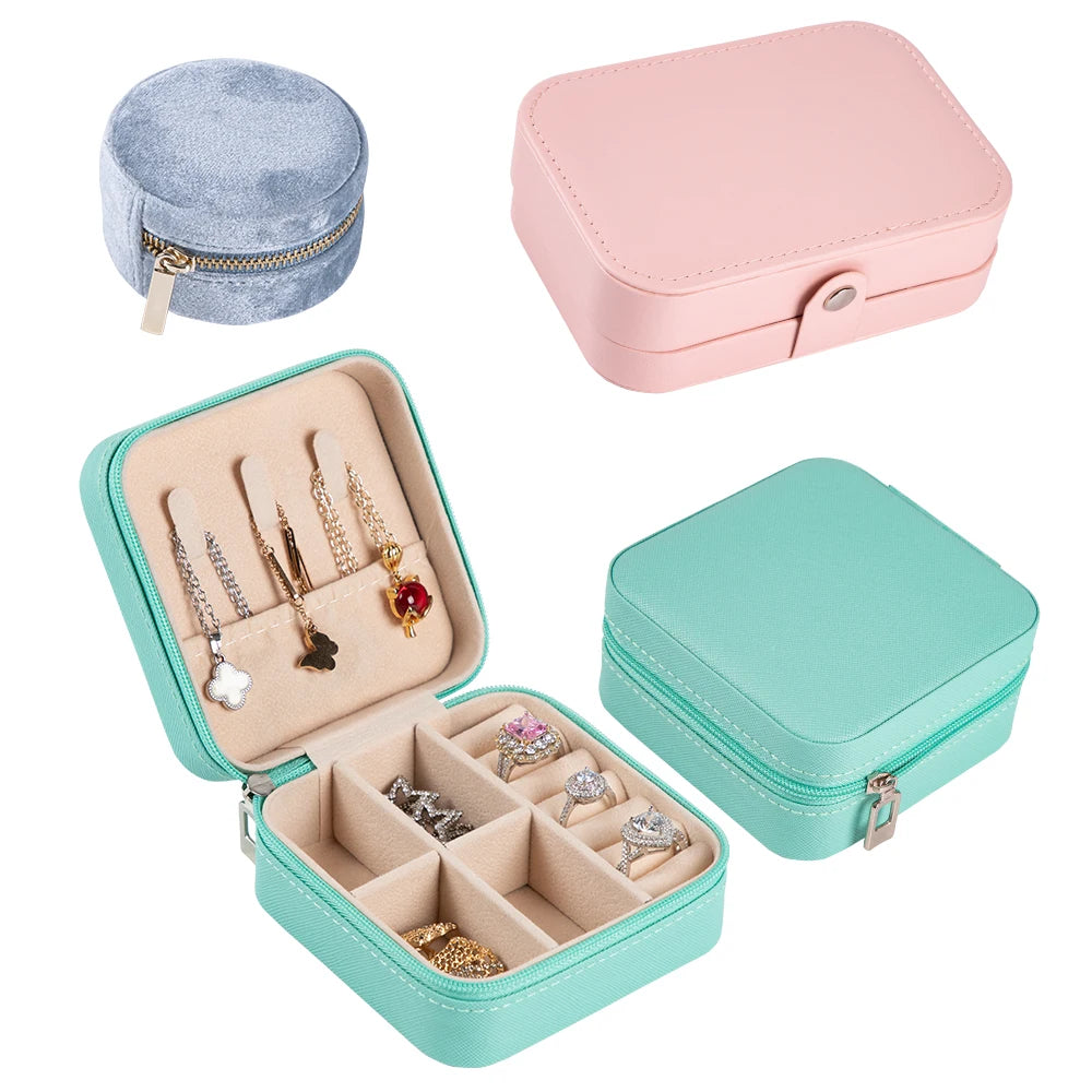 FADELI Hot Sale Women Girls Earrings Ear Stud Box Organizer Portable Jewelry Storage Box PU Leather Small Travel Jewelry Boxe