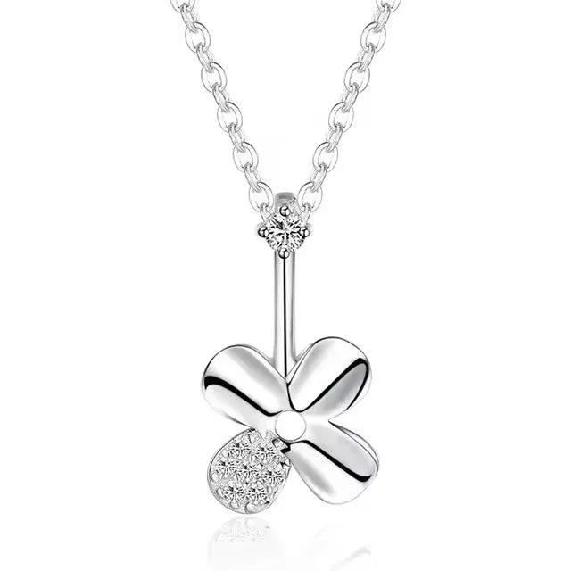 Ms S925 Silver Contracted Fashion a Clover Chain Necklace