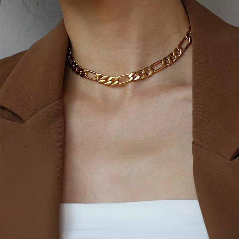OEM Wholesale Factory Custom 18k Gold Wheat Cuban Link Rope Chains Stainless Steel Figaro Chain Hiphop Rock Men Necklace Jewe