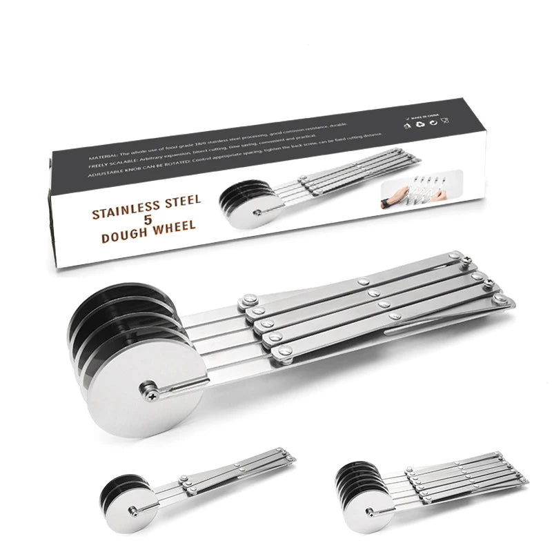 Manual Pastry Cutter Expandable Stainless Steel Pizza Slicer Wheel Pastry Cutter Multi Round Dough Cutter Roller Pizza Slicer