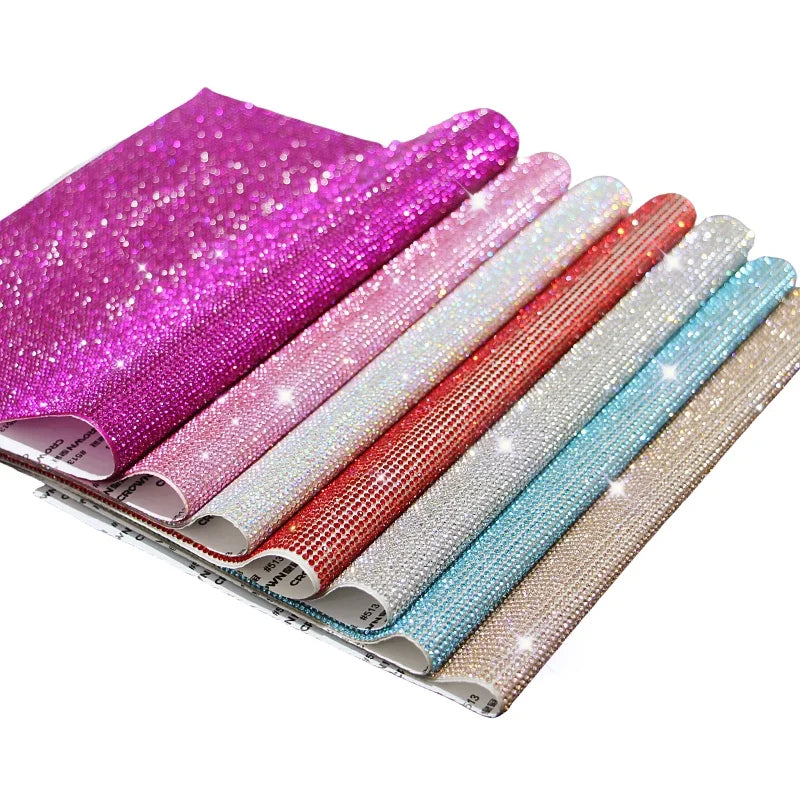 Hot Sales Glass Rhinestones Sticker Diy Car Decoration Sticker Self-Adhesive Rhinestone Sheet Flatback Hot Fix Rhinestone She