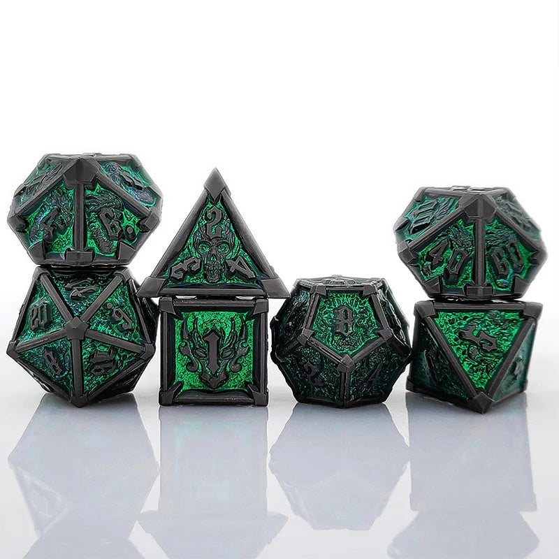 7-Piece Sacred Dragon Dice RPG Dungeons & Dragons Tabletop Board Game Instructional Dice D&d Metal Star-Cornered Dice Set