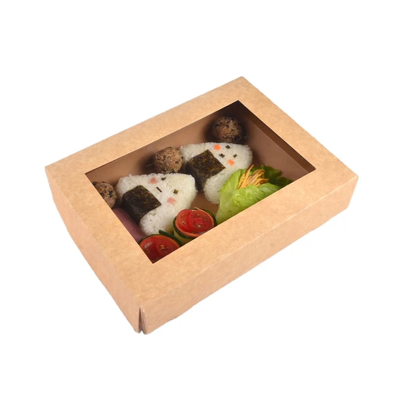 Disposable Fresh Packaging Sushi Box Food Boxes Cookie Packaging Kraft Paper Sushi Box With Window