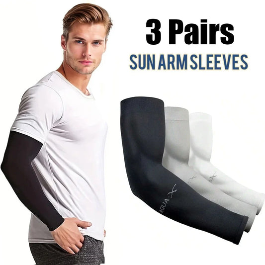 3 pares de mangas de seda de hielo para el sol, mangas de protección solar de verano Unisex, adecuadas para montar al a…