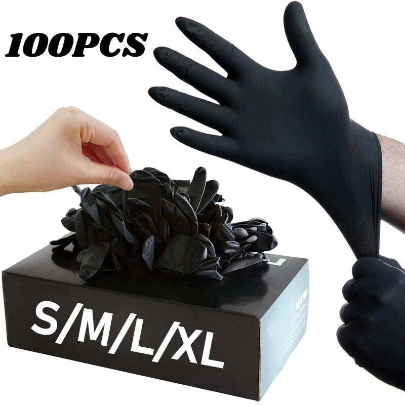 Guantes desechables de nitrilo negro para el trabajo, guantes de limpieza para el hogar sin látex, tatuajes mecánicos t…
