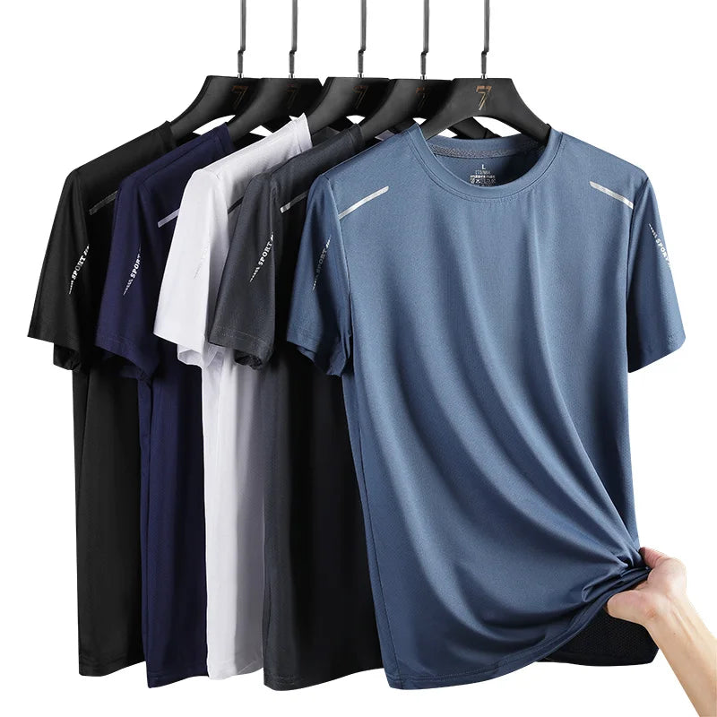 CHRLCK-camisetas de secado rápido para correr para hombre, camisetas transpirables para senderismo y pesca, Camisa cort…