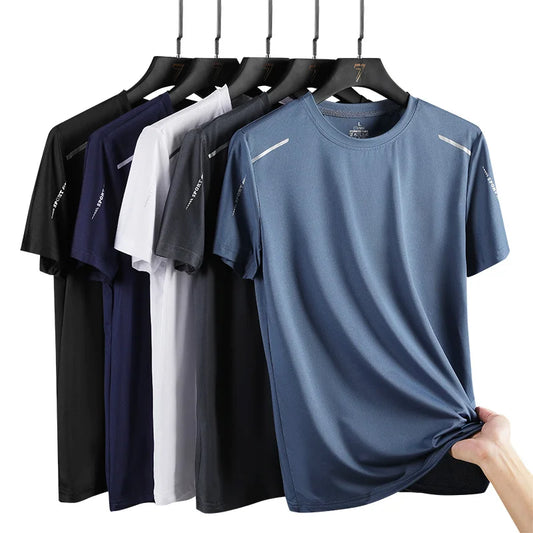 CHRLCK-camisetas de secado rápido para correr para hombre, camisetas transpirables para senderismo y pesca, Camisa cort…