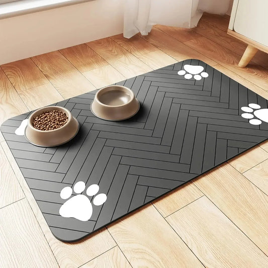 Estera de alimentación para mascotas, mantel absorbente para mascotas, respaldo de goma, estera de agua de secado rápid…