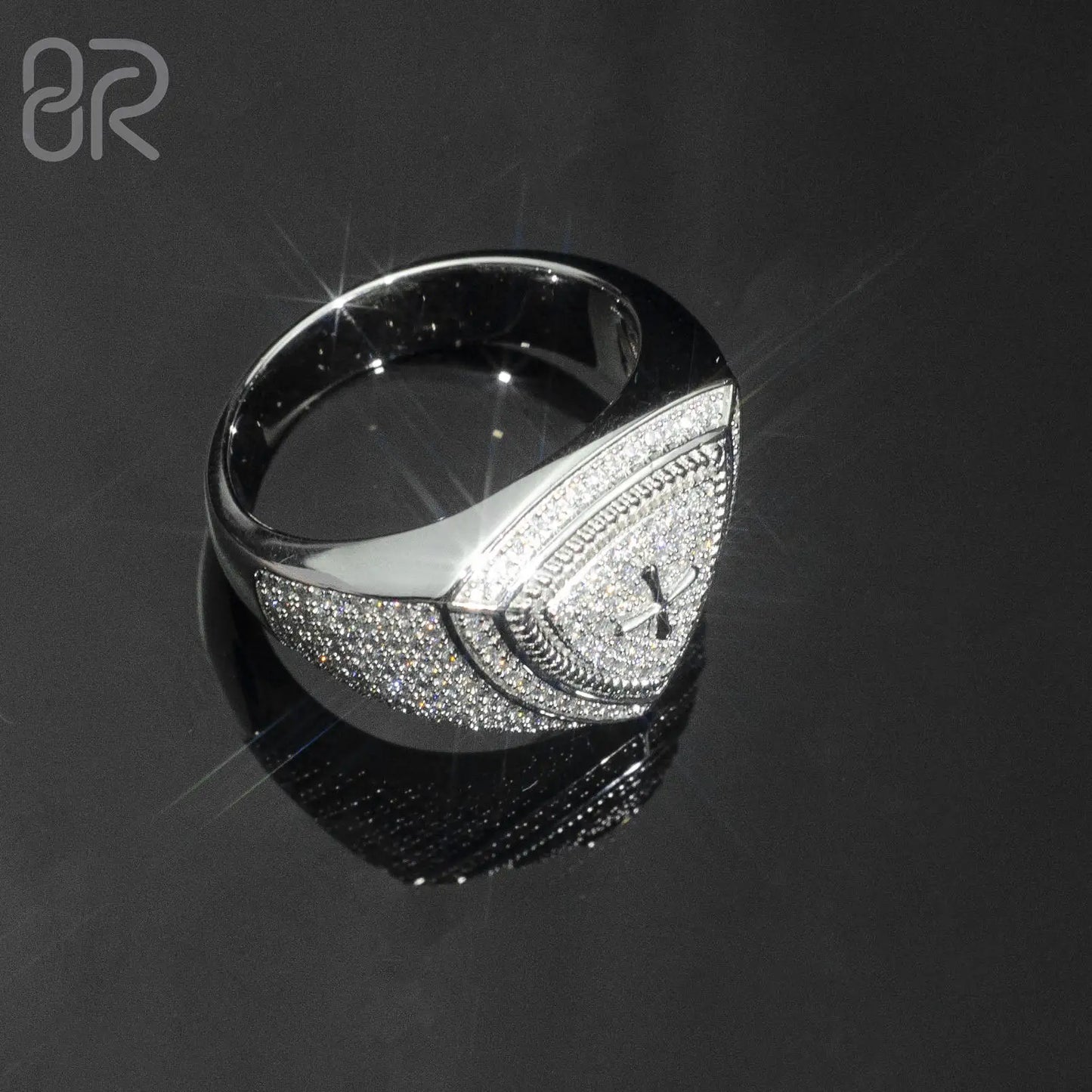 Luxury Design Triangular 925 Silver Hip Hop Ring Pass  Diamond Test Round Brilliant Cut Vvs Moissanite Fine Jewelry Rings