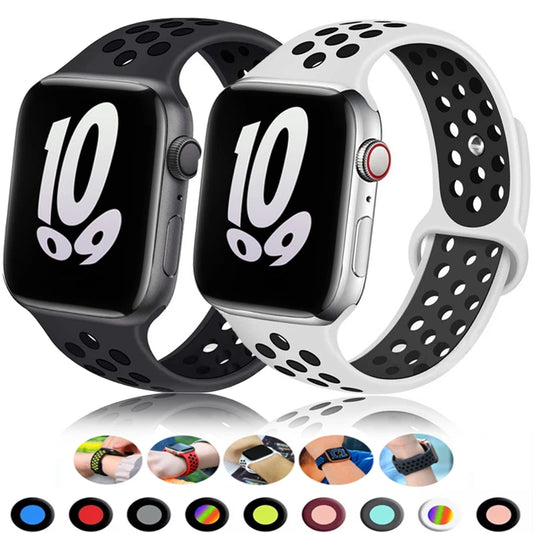 Correa deportiva para Apple Watch Band 46mm 44mm 40mm 42-38-41mm 45mm pulsera transpirable iWatch Series 10 9 8 7 6 SE…