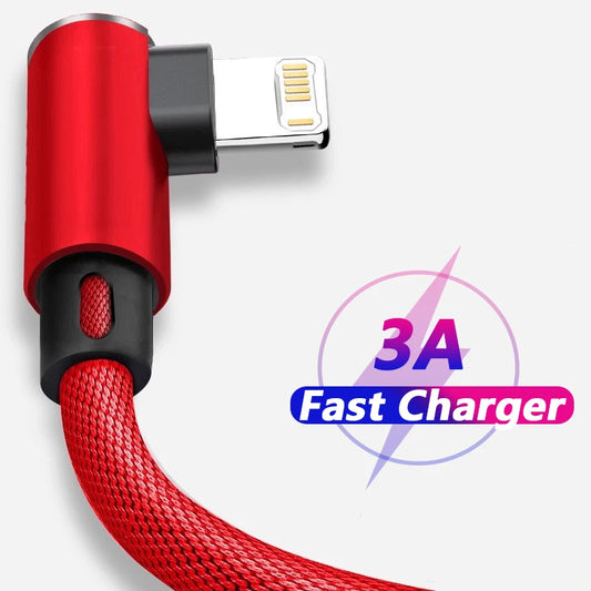 Cable USB de carga rápida para teléfono móvil, Cable de carga rápida de 90 grados para iPhone 14, 13, 12, 11 Pro Max, X…