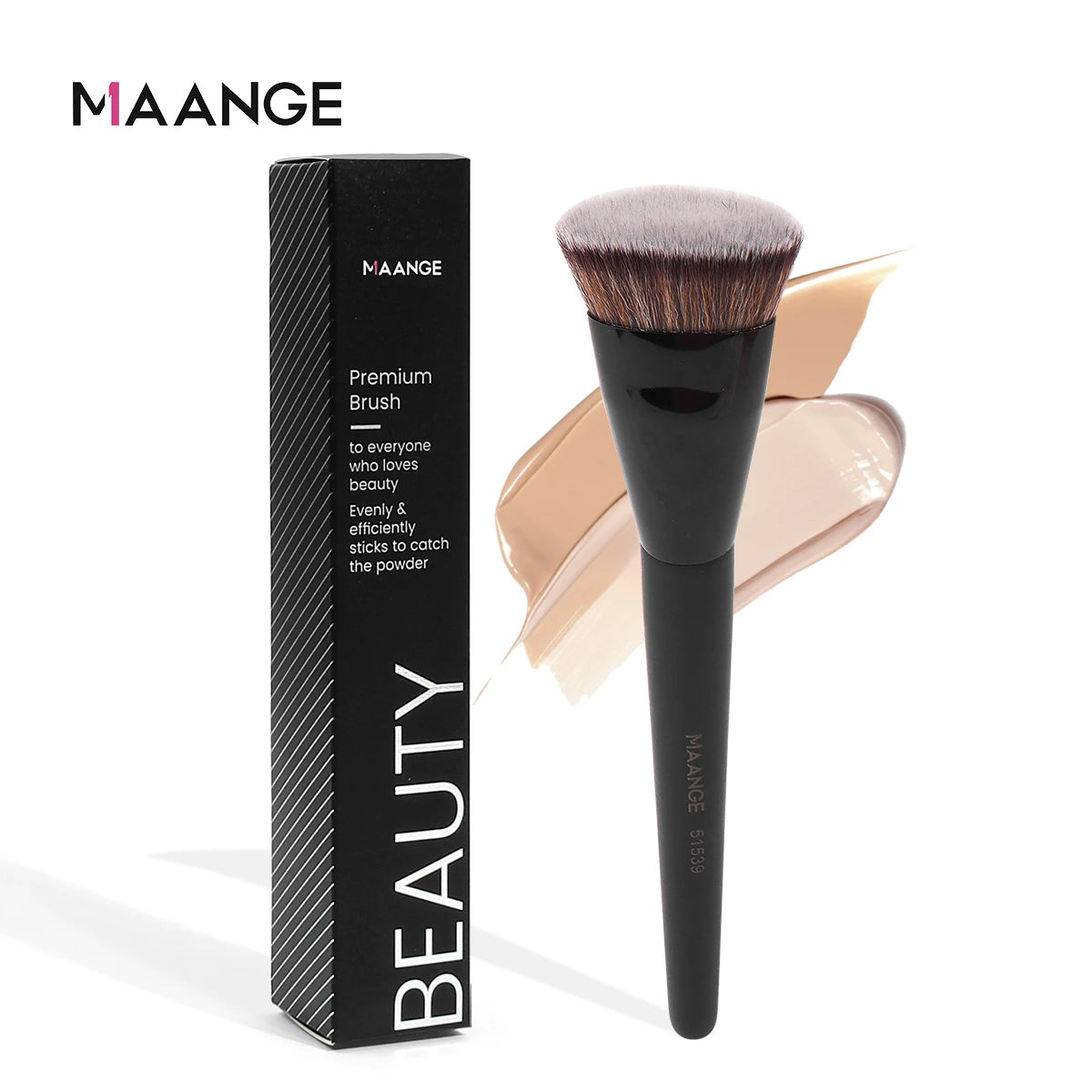 MAANGE-brocha para base de cabeza plana, tubo redondo y plano individual, con caja, colorete en polvo, corrector, herra…