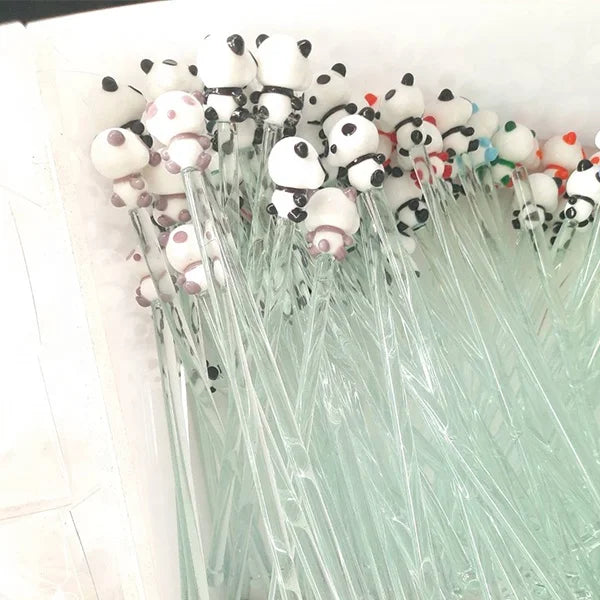 Handmade Lampwork Reusable Eco-Friendly Custom Colored Animal Glass Stir Sticks Promotional Souvenir Home Decoration Small