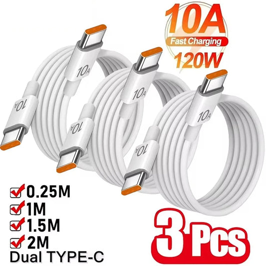 1/3 Uds 10A Cable 120W carga súper rápida tipo C a Cable tipo C transferencia de datos de alta velocidad para iPhone Sa…
