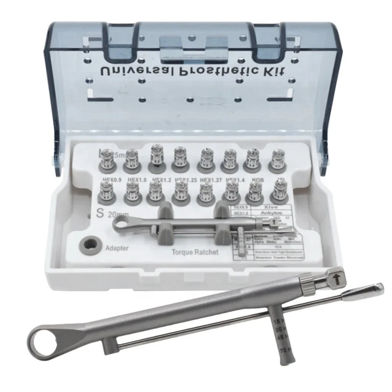 Dental Implant Screw Driver Torque Wrench Ratchet 15-70NCM With16Pcs Screw Driver Universal Restoration Tools Kit