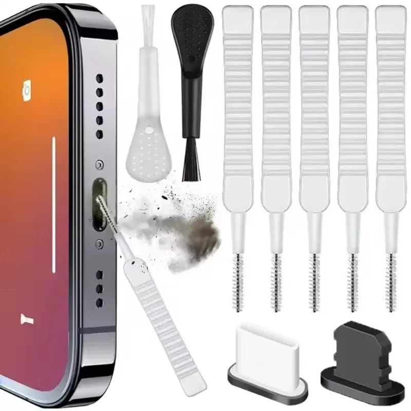 Juego de limpieza de puerto de carga para altavoz de teléfono móvil, tapón antipolvo para iPhone 16 15 14, Kit de limpi…