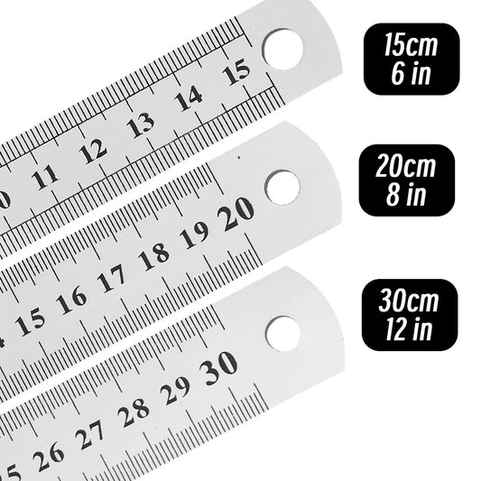Regla recta de Metal de acero inoxidable 10P, 15-30cm, herramienta de medición de precisión de doble cara, escala, acce…